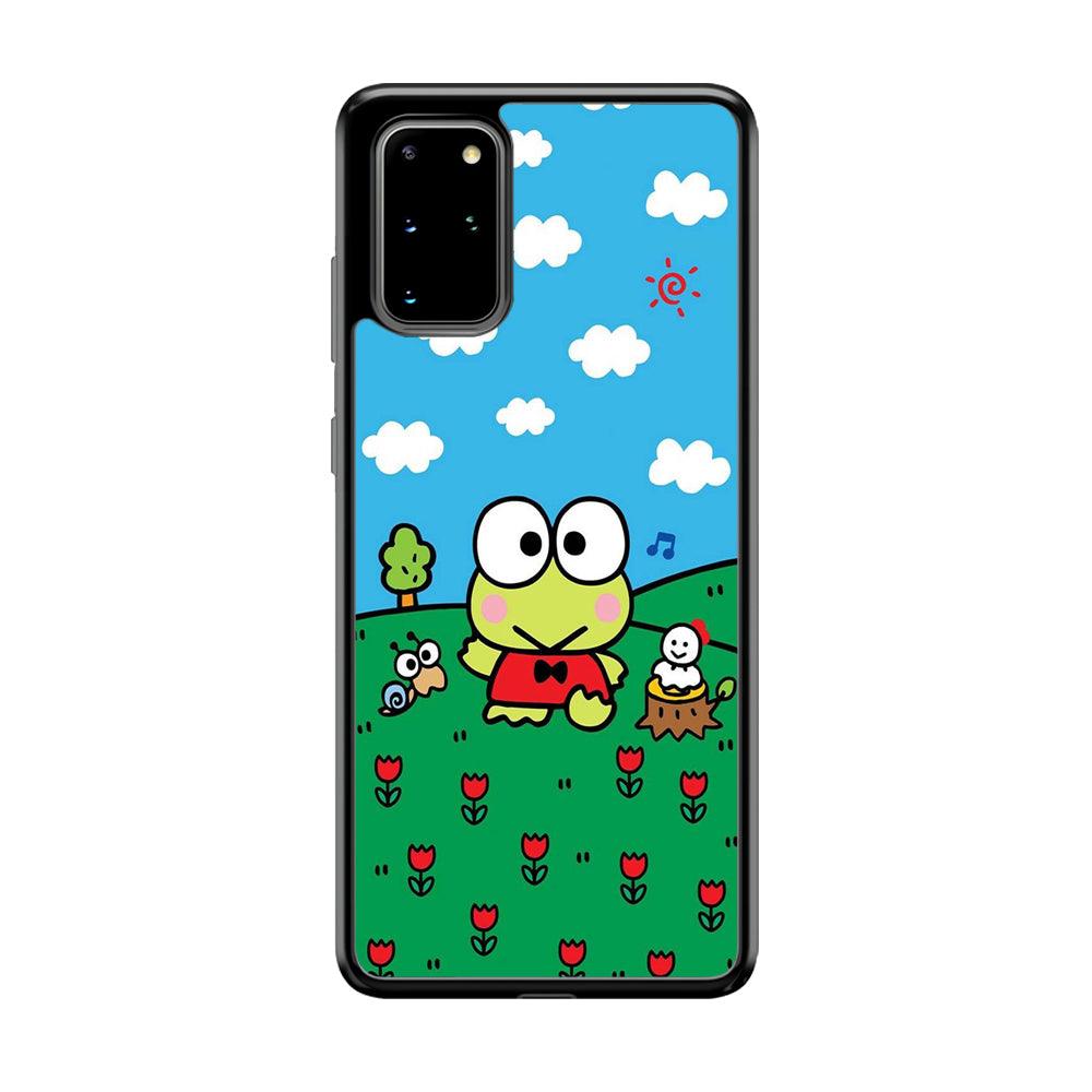 Keroppi Farmer Flower Samsung Galaxy S20 Plus Case-Rubber Black (2D Case)-Oxvistore