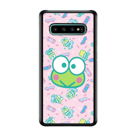 Keroppi Skate Wallpaper Samsung Galaxy S10 Case-Rubber White (2D Case)-Oxvistore