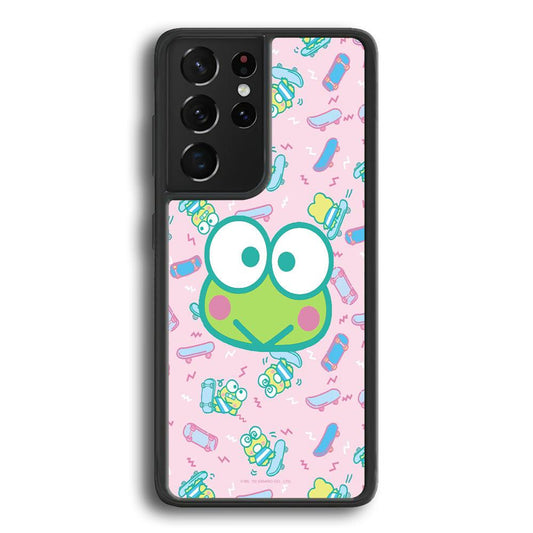 Keroppi Skate Wallpaper Samsung Galaxy S24 Ultra Case-Rubber White (2D Case)-Oxvistore
