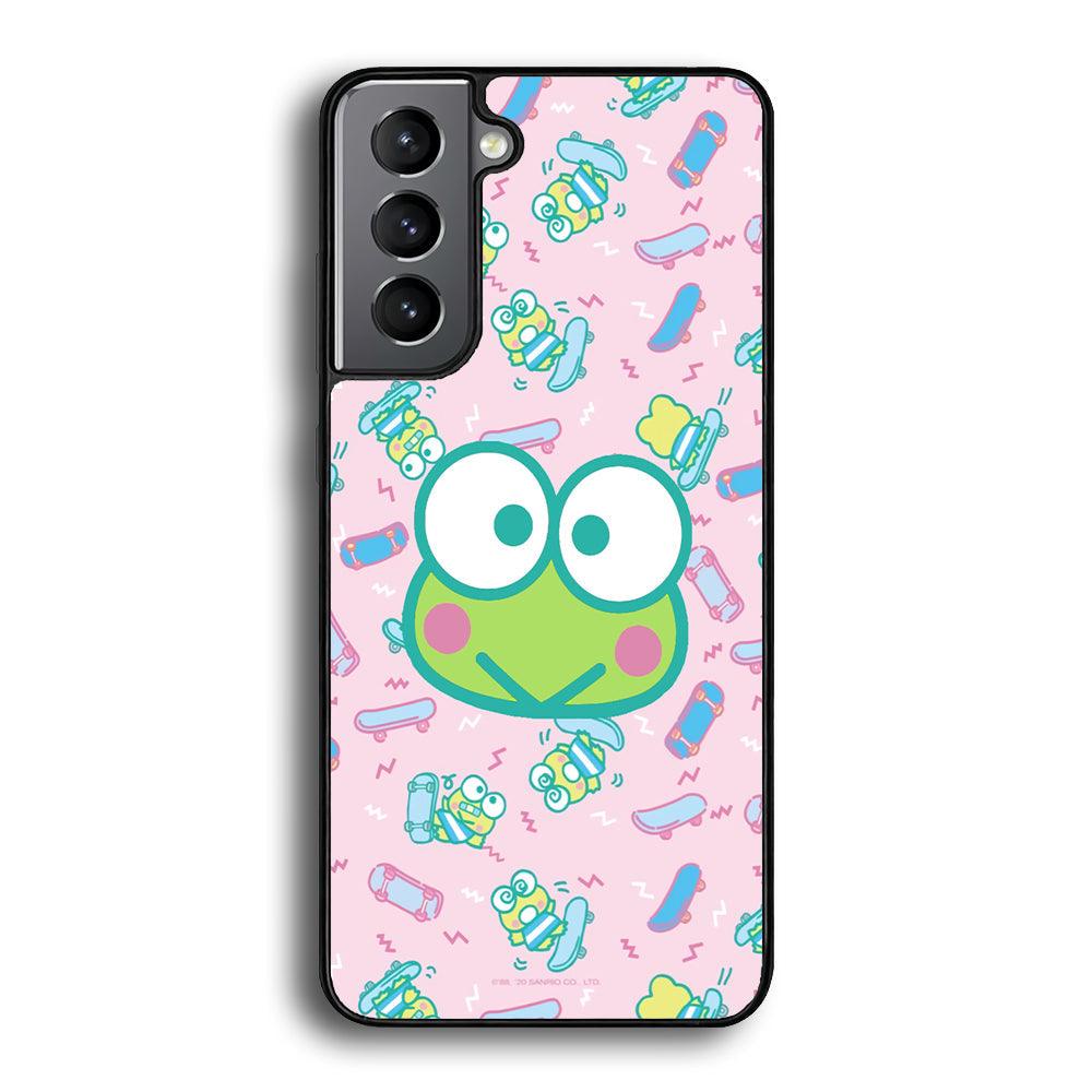 Keroppi Skate Wallpaper Samsung Galaxy S21 Case-Rubber White (2D Case)-Oxvistore