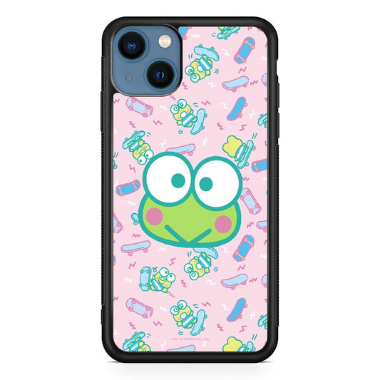 Keroppi Skate Wallpaper iPhone 15 Plus Case-Rubber White (2D Case)-Oxvistore