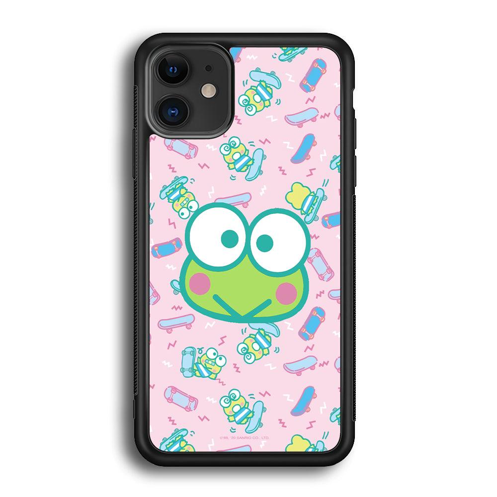 Keroppi Skate Wallpaper iPhone 11 Case-Rubber White (2D Case)-Oxvistore