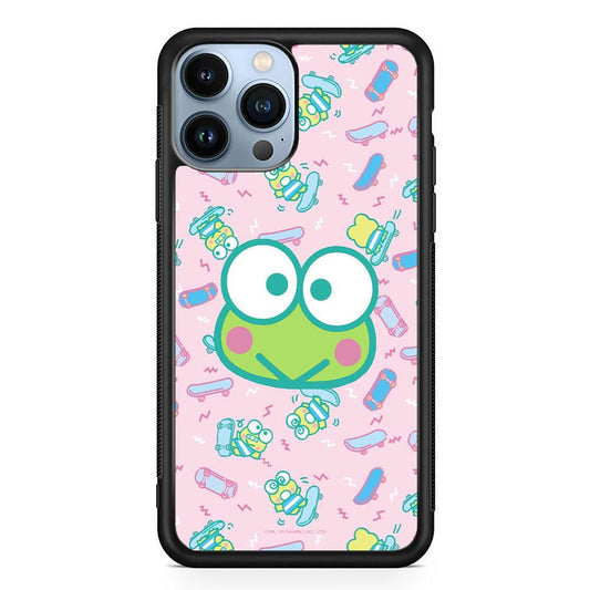 Keroppi Skate Wallpaper iPhone 15 Pro Max Case-Rubber White (2D Case)-Oxvistore