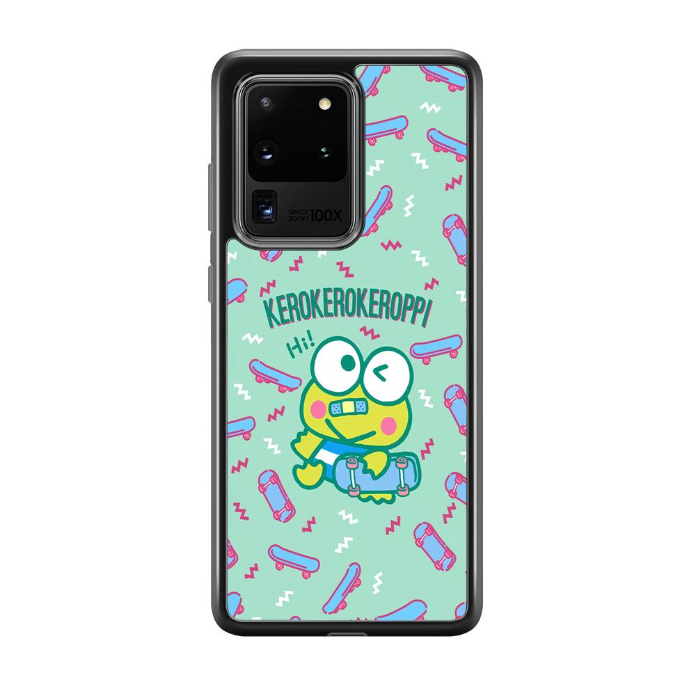 Keroppi Skater Mode Samsung Galaxy S20 Ultra Case-Rubber Black (2D Case)-Oxvistore