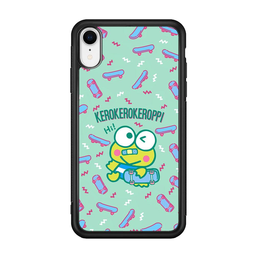 Keroppi Skater Mode iPhone XR Case-Rubber Black (2D Case)-Oxvistore