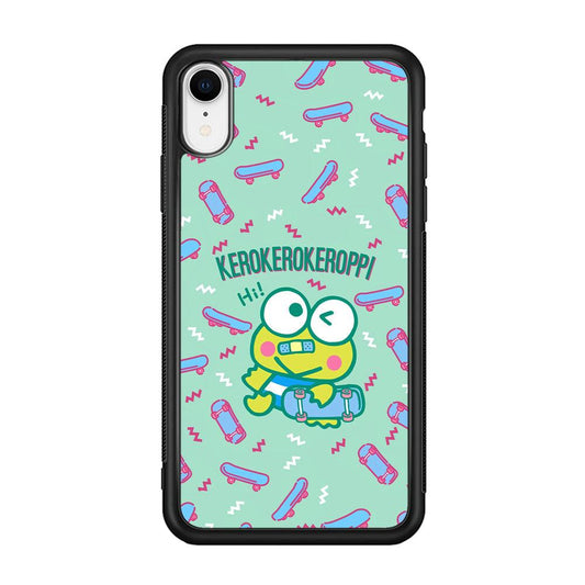 Keroppi Skater Mode iPhone XR Case-Rubber Black (2D Case)-Oxvistore