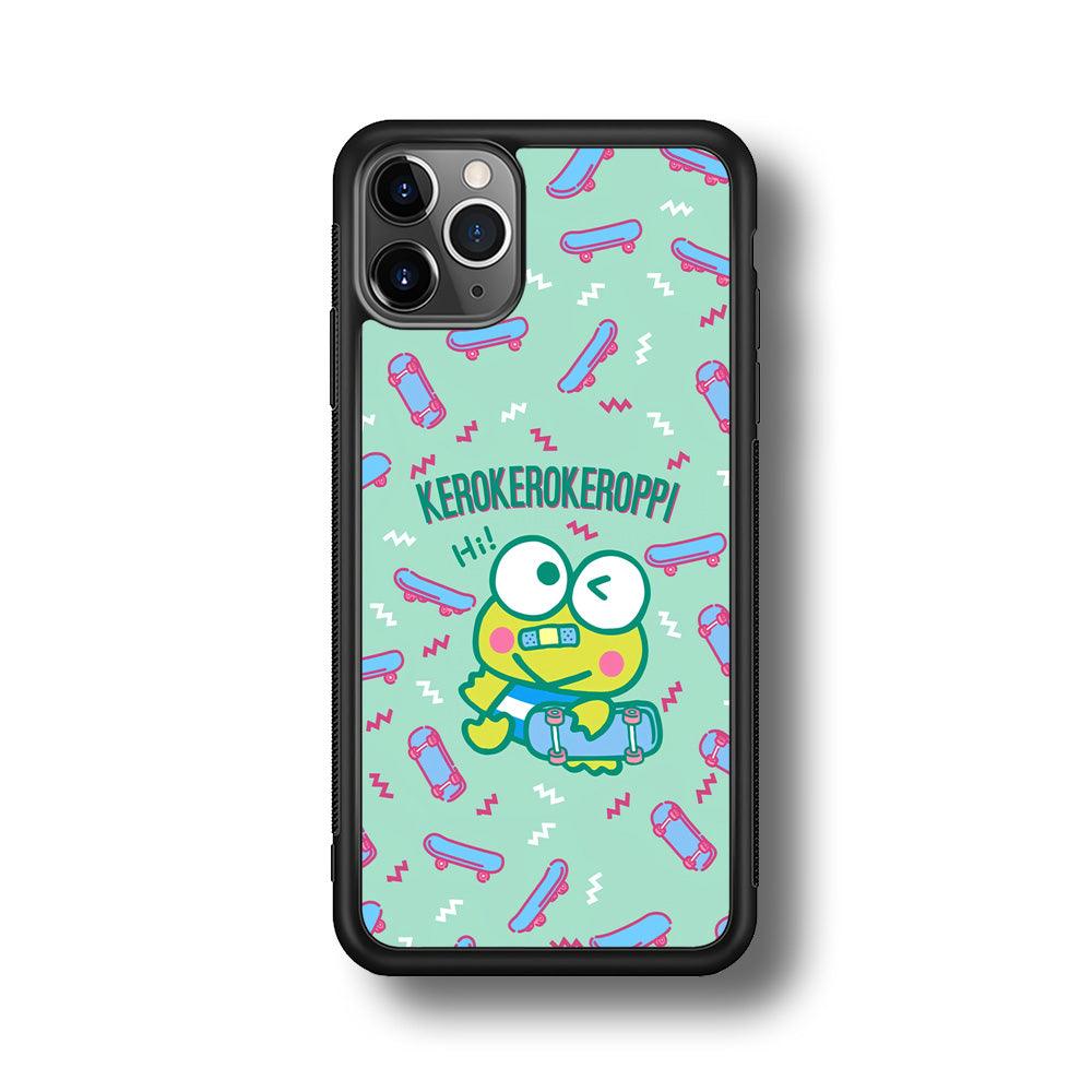 Keroppi Skater Mode iPhone 11 Pro Max Case-Rubber Black (2D Case)-Oxvistore