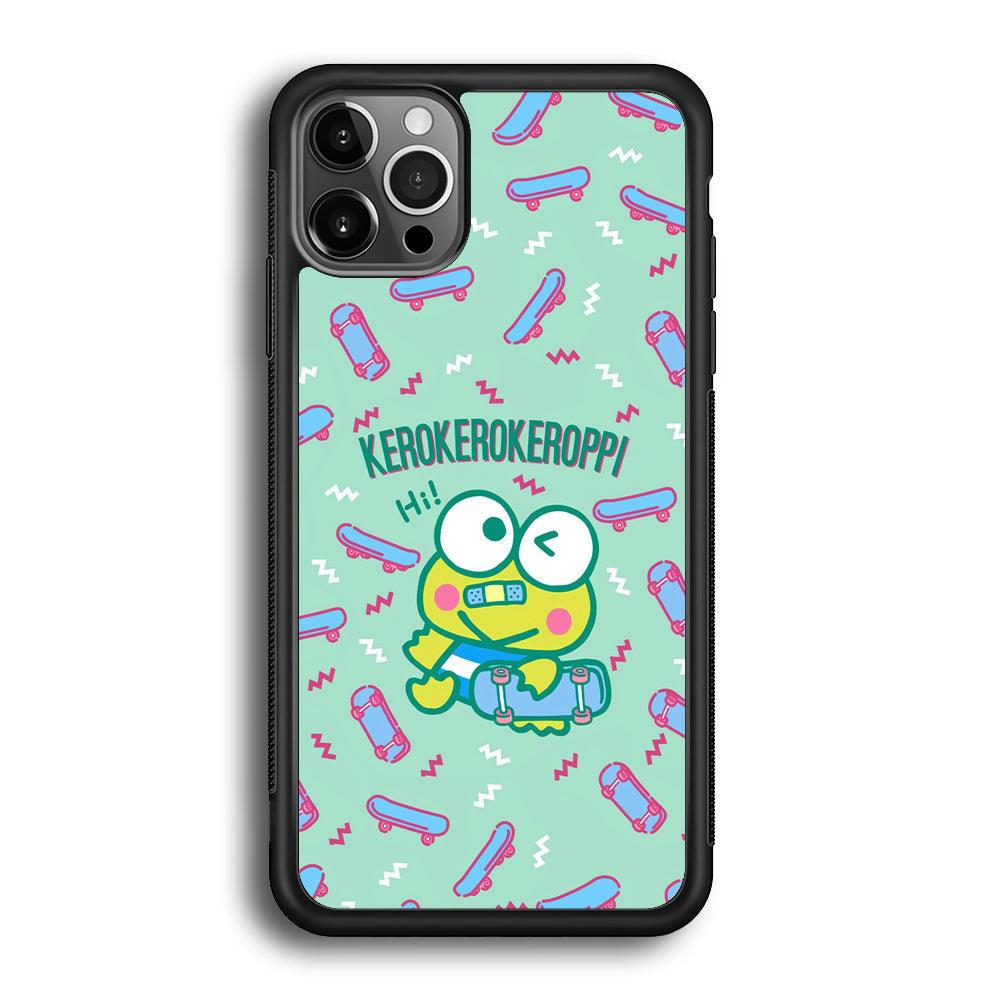 Keroppi Skater Mode iPhone 12 Pro Max Case-Rubber Black (2D Case)-Oxvistore