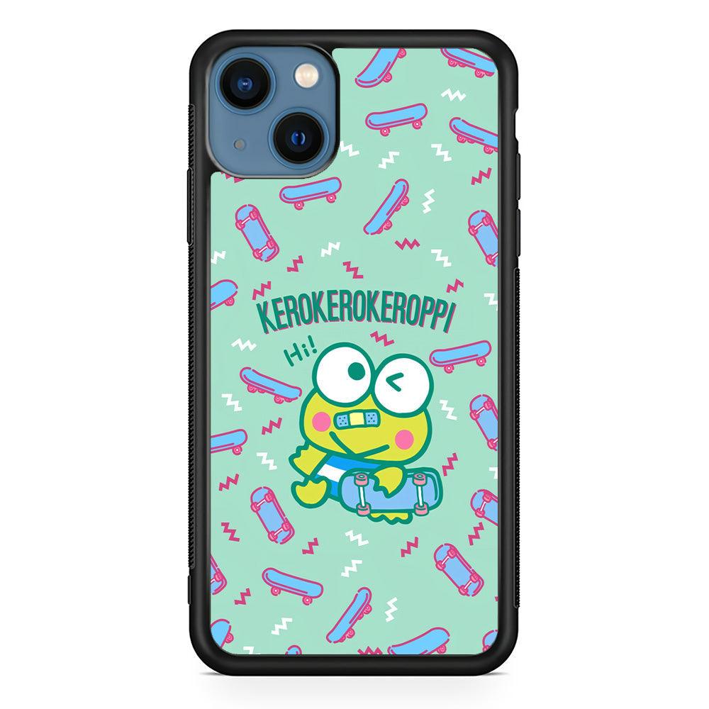 Keroppi Skater Mode iPhone 14 Plus Case-Rubber Black (2D Case)-Oxvistore