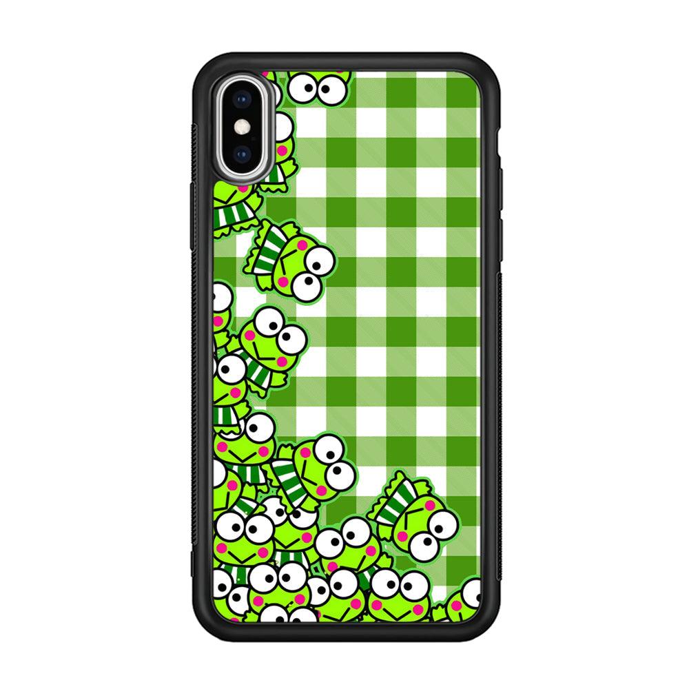 Keroppi Stickers Drop iPhone Xs Max Case-Rubber Black (2D Case)-Oxvistore