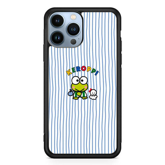 Keroppi Waving Line Wallpaper iPhone 14 Pro Case-Rubber Black (2D Case)-Oxvistore