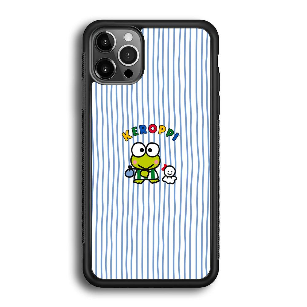 Keroppi Waving Line Wallpaper iPhone 12 Pro Case-Rubber Black (2D Case)-Oxvistore