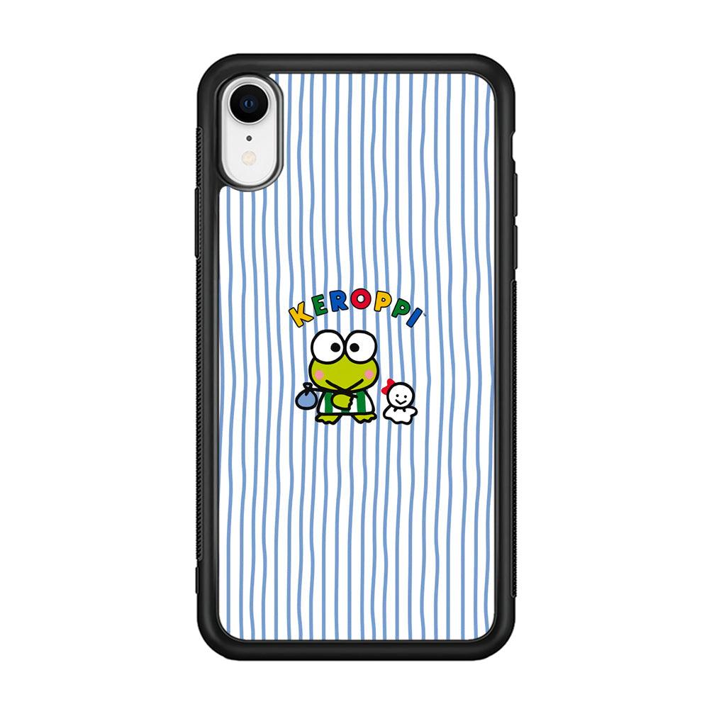 Keroppi Waving Line Wallpaper iPhone XR Case-Rubber Black (2D Case)-Oxvistore