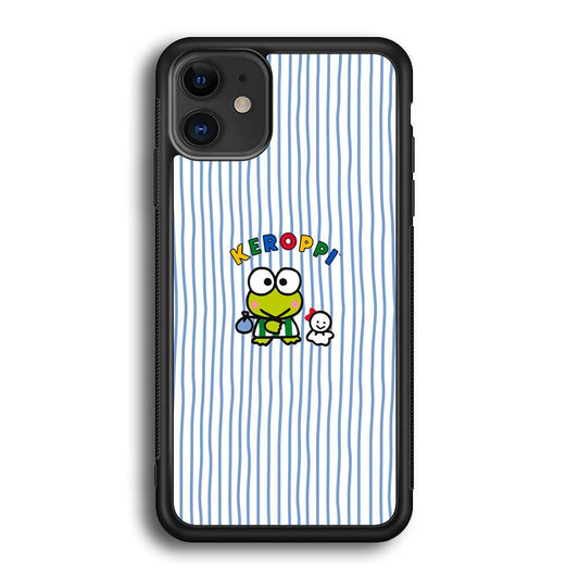 Keroppi Waving Line Wallpaper iPhone 11 Case-Rubber Black (2D Case)-Oxvistore
