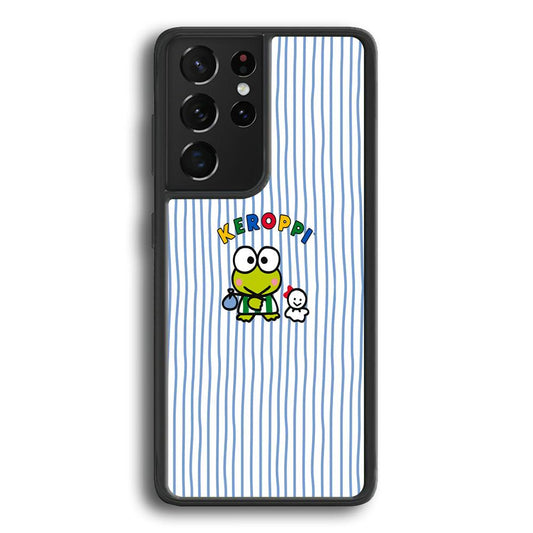 Keroppi Waving Line Wallpaper Samsung Galaxy S21 Ultra Case-Rubber Black (2D Case)-Oxvistore