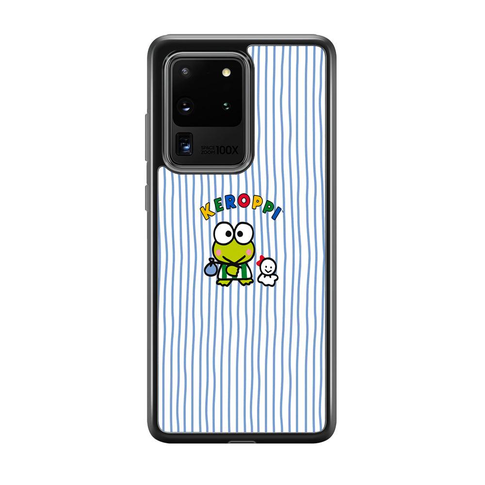 Keroppi Waving Line Wallpaper Samsung Galaxy S20 Ultra Case-Rubber Black (2D Case)-Oxvistore