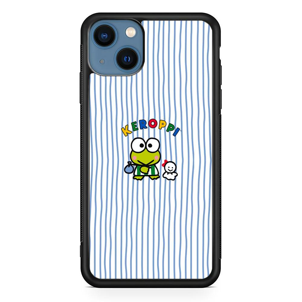 Keroppi Waving Line Wallpaper iPhone 14 Case-Rubber Black (2D Case)-Oxvistore