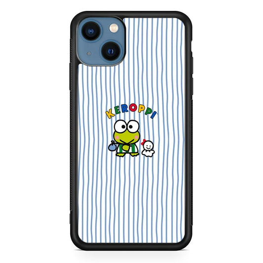 Keroppi Waving Line Wallpaper iPhone 14 Case-Rubber Black (2D Case)-Oxvistore