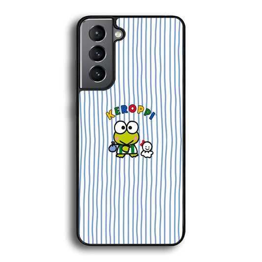 Keroppi Waving Line Wallpaper Samsung Galaxy S22 Plus Case-Rubber Black (2D Case)-Oxvistore