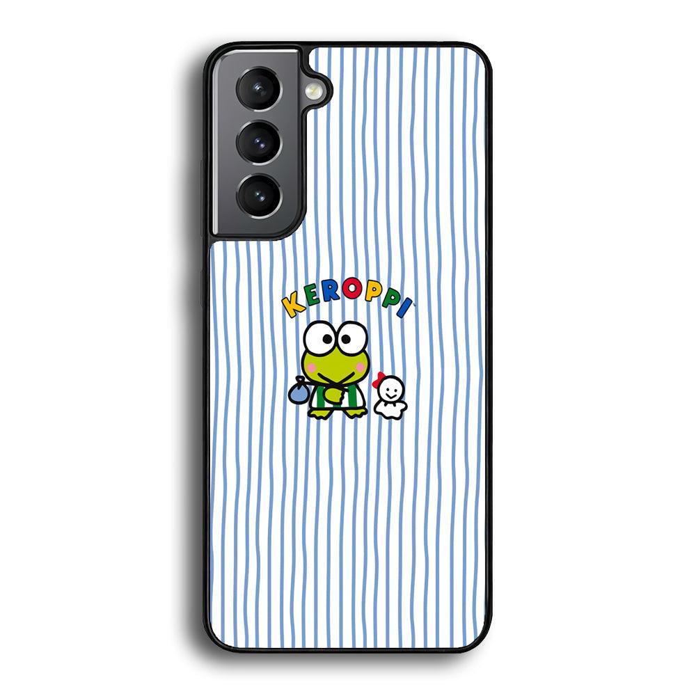 Keroppi Waving Line Wallpaper Samsung Galaxy S22 Case-Rubber Black (2D Case)-Oxvistore