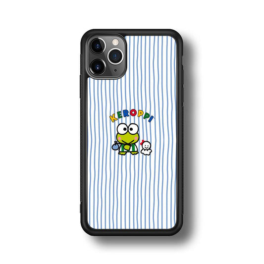 Keroppi Waving Line Wallpaper iPhone 11 Pro Max Case-Rubber Black (2D Case)-Oxvistore