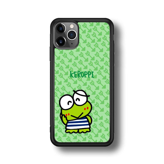 Keroppi on Forgiving Face iPhone 11 Pro Max Case-Rubber Black (2D Case)-Oxvistore