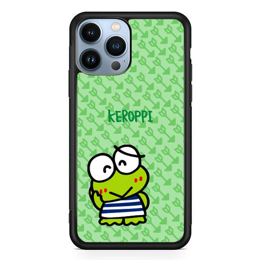 Keroppi on Forgiving Face iPhone 13 Pro Max Case-Rubber Black (2D Case)-Oxvistore