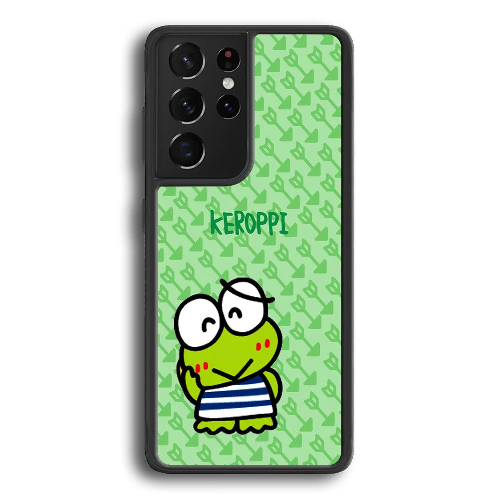 Keroppi on Forgiving Face Samsung Galaxy S21 Ultra Case-Rubber Black (2D Case)-Oxvistore