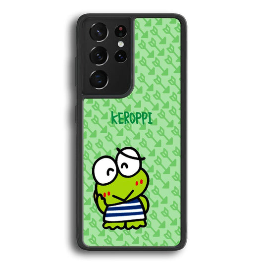 Keroppi on Forgiving Face Samsung Galaxy S21 Ultra Case-Rubber Black (2D Case)-Oxvistore