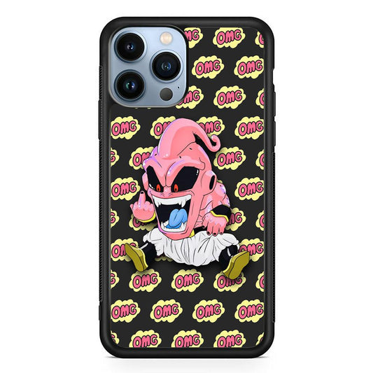 Kid Buu OMG Word Patern iPhone 13 Pro Max Case-Rubber White (2D Case)-Oxvistore