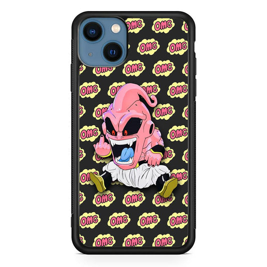 Kid Buu OMG Word Patern iPhone 14 Case-Rubber White (2D Case)-Oxvistore