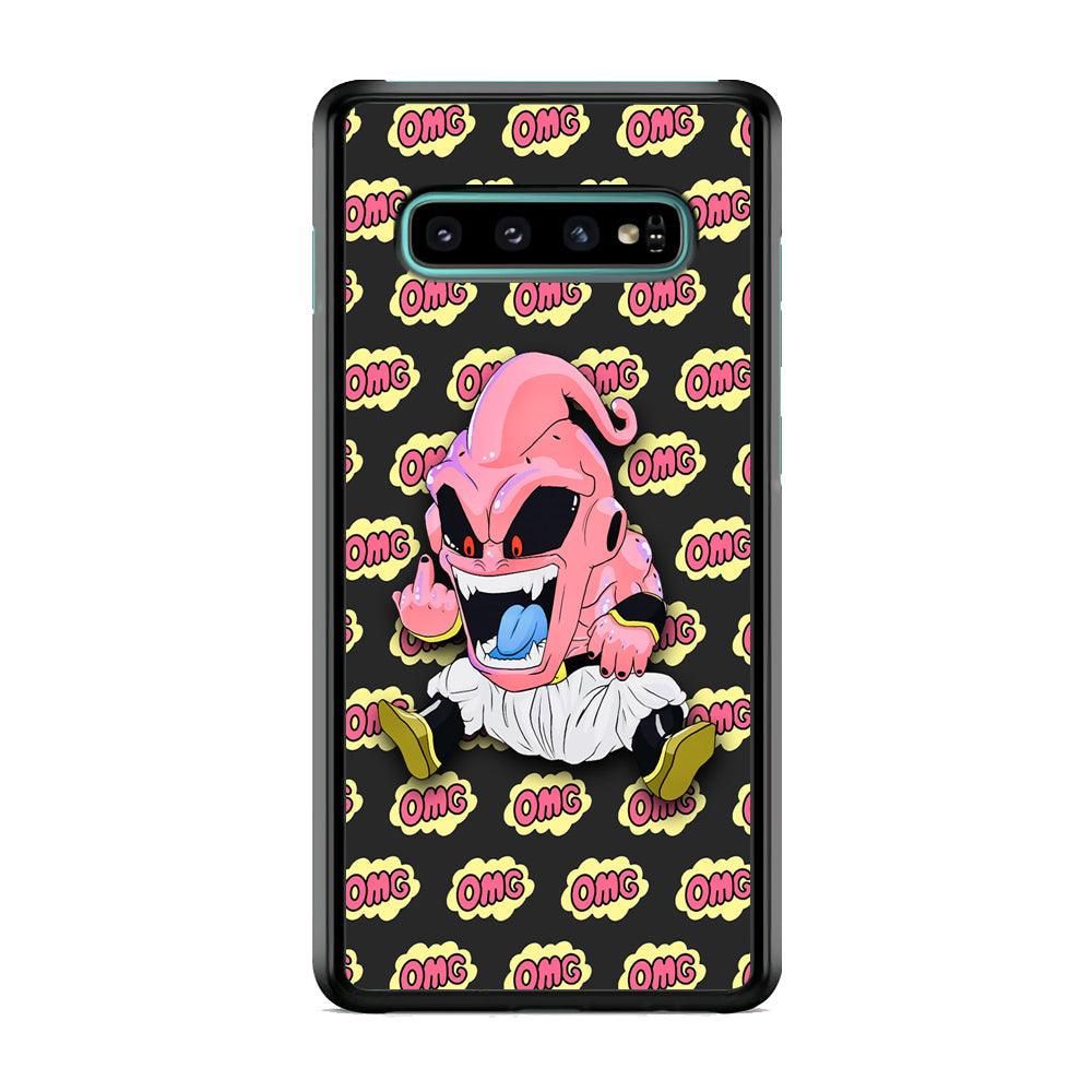 Kid Buu OMG Word Patern Samsung Galaxy S10 Case-Rubber Black (2D Case)-Oxvistore