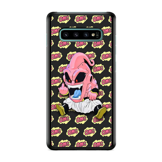 Kid Buu OMG Word Patern Samsung Galaxy S10 Case-Rubber Black (2D Case)-Oxvistore