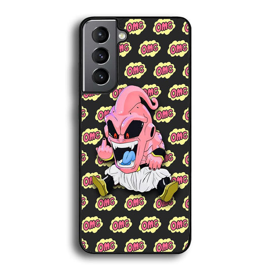Kid Buu OMG Word Patern Samsung Galaxy S24 Plus Case-Rubber Black (2D Case)-Oxvistore