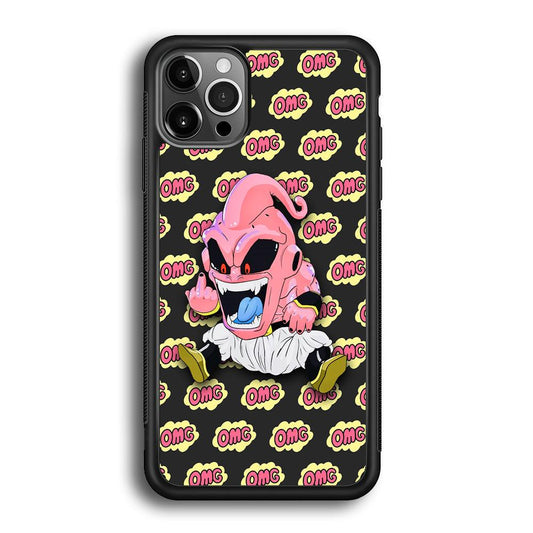 Kid Buu OMG Word Patern iPhone 12 Pro Max Case-Rubber Black (2D Case)-Oxvistore