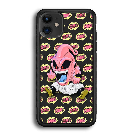 Kid Buu OMG Word Patern iPhone 12 Case-Rubber Black (2D Case)-Oxvistore