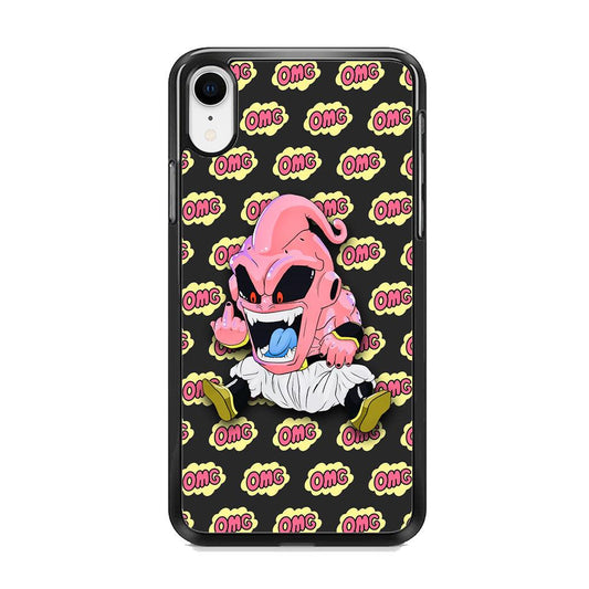 Kid Buu OMG Word Patern iPhone XR Case-Rubber White (2D Case)-Oxvistore