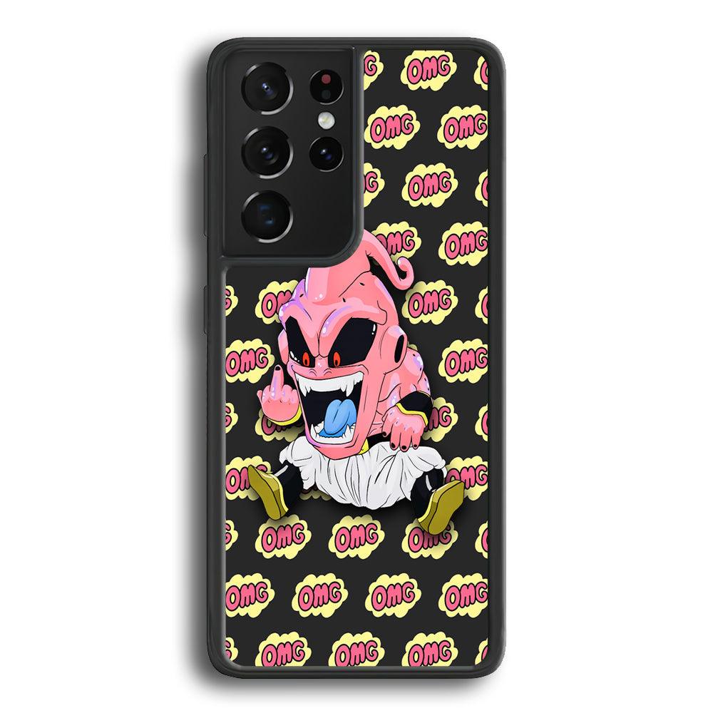 Kid Buu OMG Word Patern Samsung Galaxy S21 Ultra Case-Rubber Black (2D Case)-Oxvistore