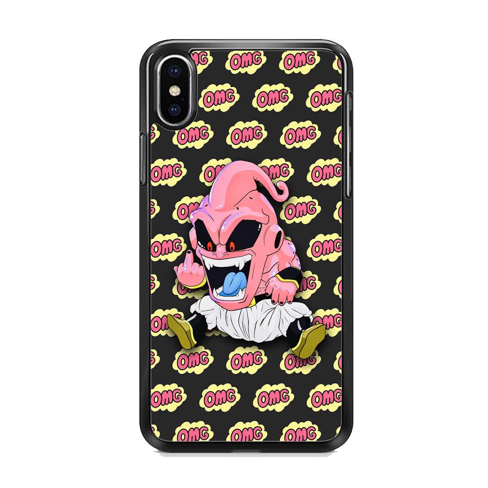 Kid Buu OMG Word Patern iPhone XS MAX Case-Rubber White (2D Case)-Oxvistore