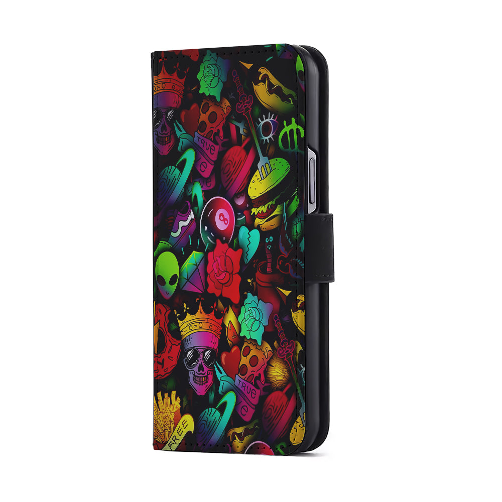 King Life Doodle Artistic Flip Wallet Phone Case