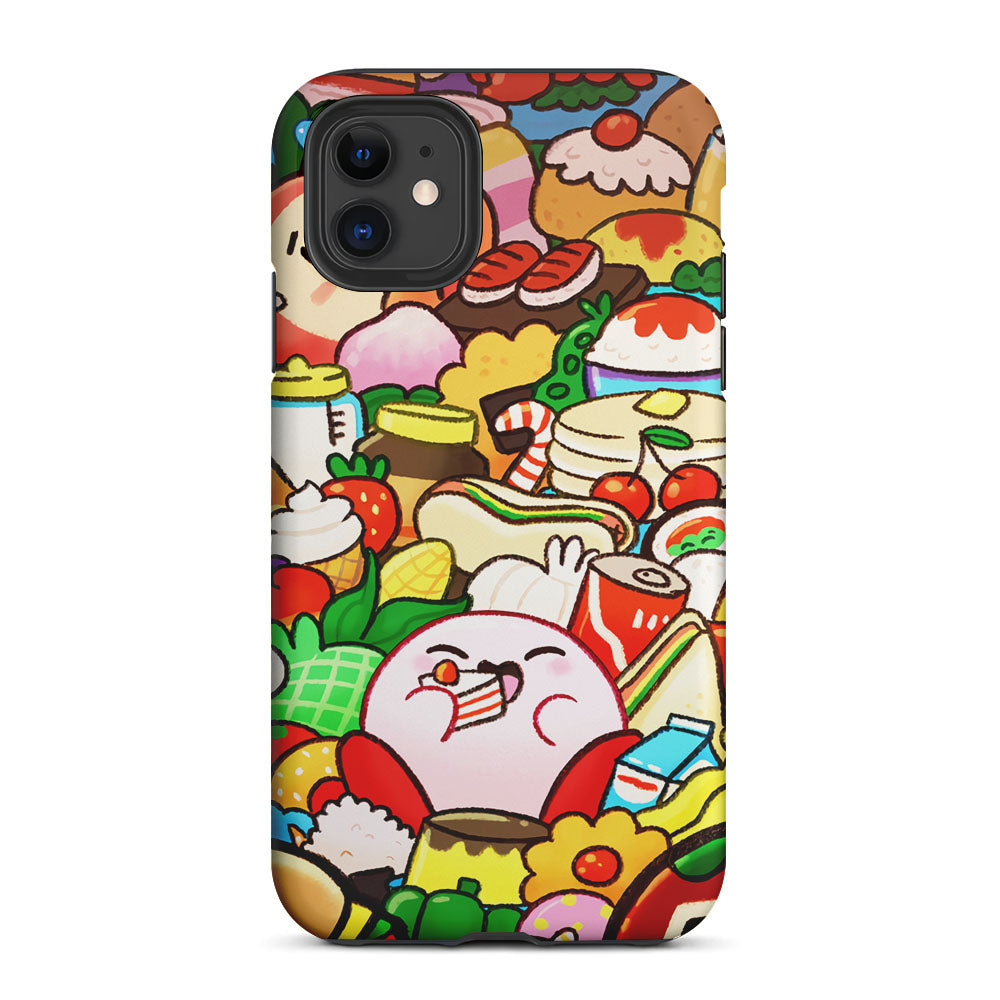 Kirby and a Stack of Food 2 in 1 Tough Phone Case