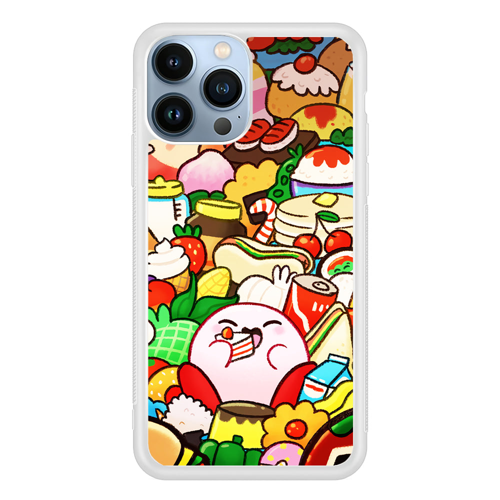 Kirby and a Stack of Food 2D Rubber Phone Case