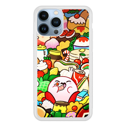 Kirby and a Stack of Food 2D Rubber Phone Case