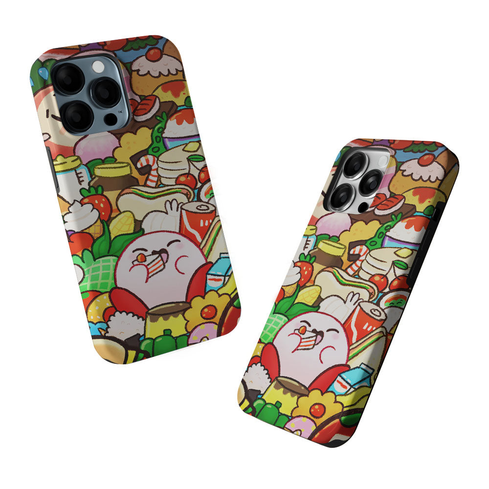 Kirby and a Stack of Food 2 in 1 Tough Phone Case