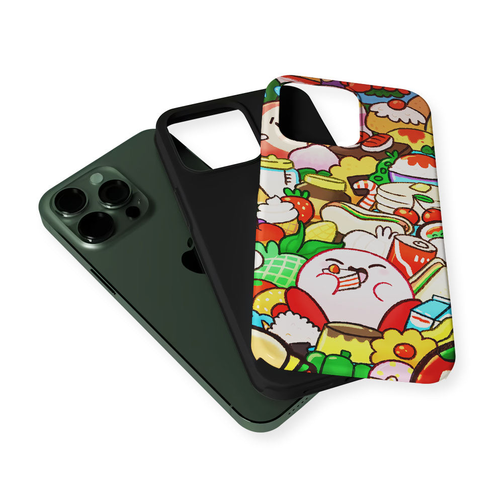 Kirby and a Stack of Food 2 in 1 Tough Phone Case