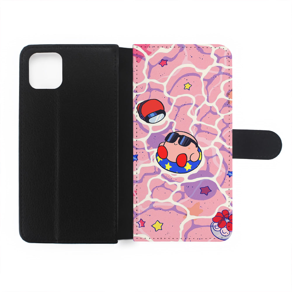 Kirby is Sunbathing on The Beach Flip Wallet Phone Case