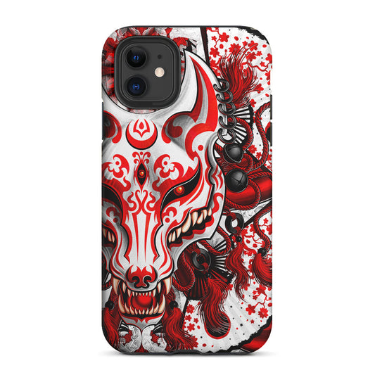 Kitsune Fox Mask Bloody White 2 in 1 Tough Phone Case