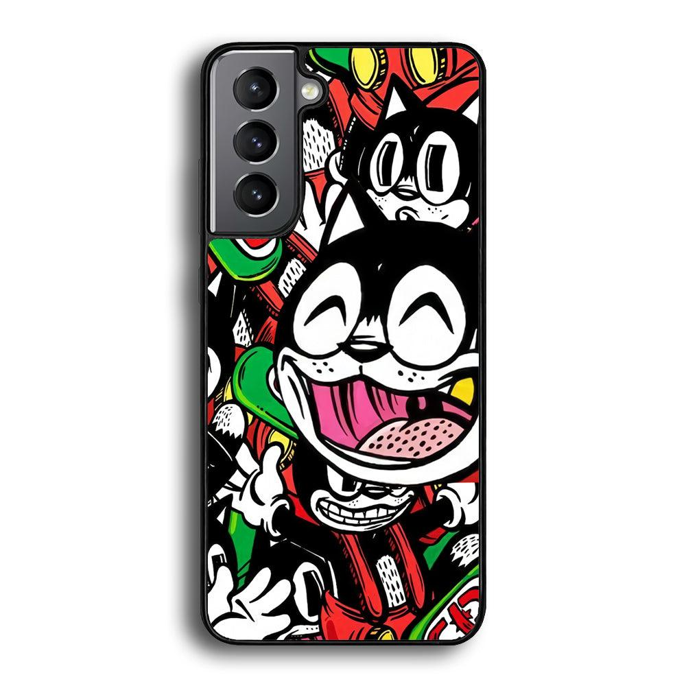 Kitty Club Party Samsung Galaxy S23 Case-Rubber Black (2D Case)-Oxvistore