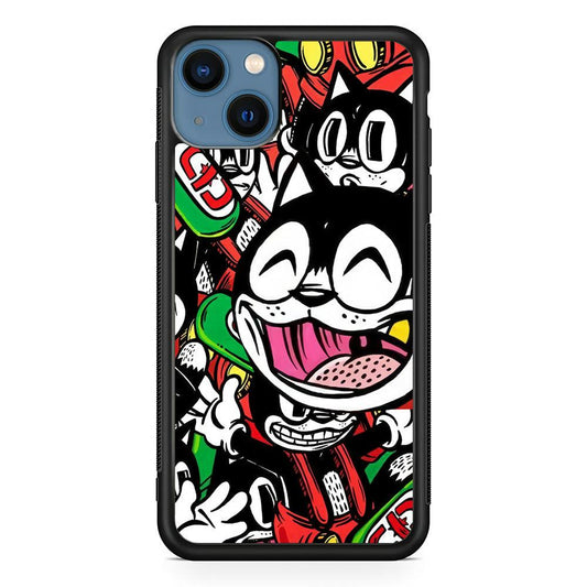 Kitty Club Party iPhone 14 Plus Case-Rubber Black (2D Case)-Oxvistore