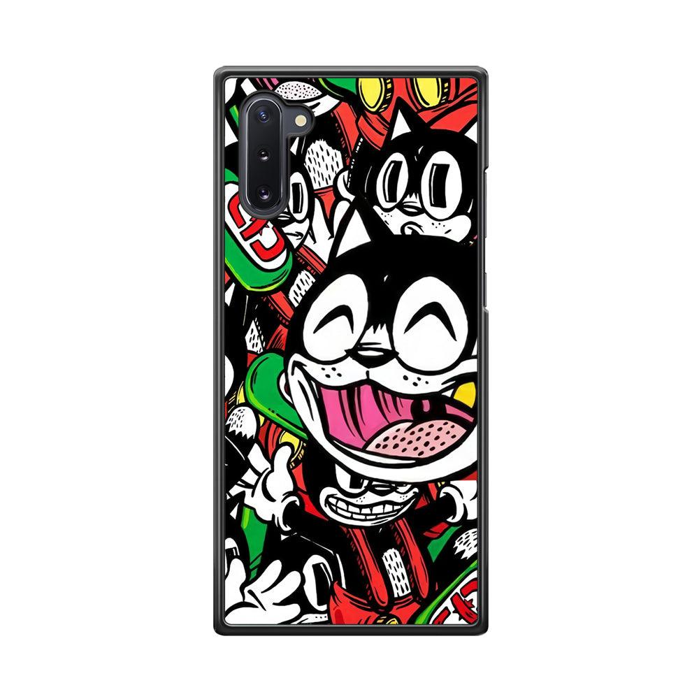 Kitty Club Party Samsung Galaxy Note 10 Case-Rubber Black (2D Case)-Oxvistore